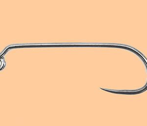 A fish hook with a long tail and a long handle.
