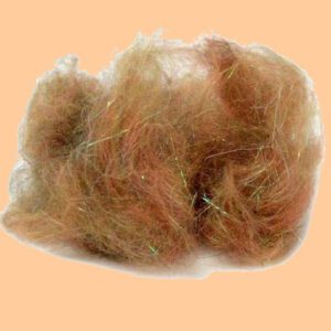 A pile of brown hair on top of an orange background.