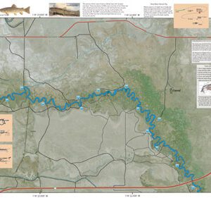 A map of the river with a fish in it.