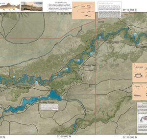 A map of the area with water levels and location information.