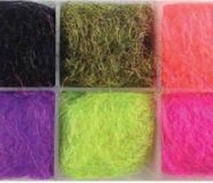 A box of different colors of yarn.