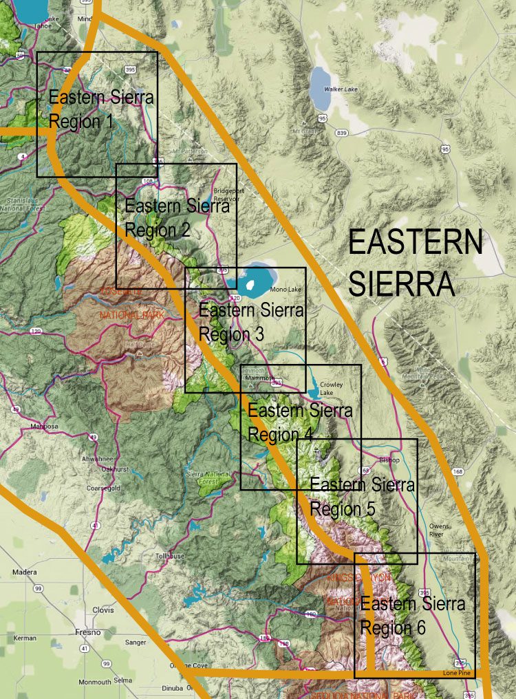 Eastern Sierra Region 1 fly fishing map