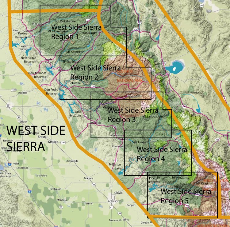 West Side Sierra fly fishing map