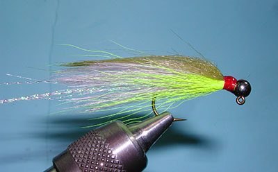 Float N Fly Hair Jig, Olive/Gray/Chartreuse