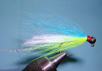 Float N Fly Hair Jig, Blue/White/Chartreuse